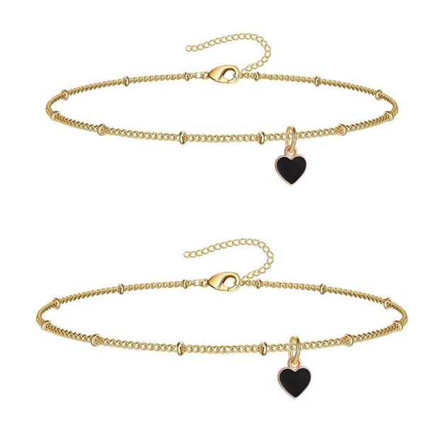 Pulseras y Tobilleras de Cadena de Acero Inoxidable para Hombre Mujer, Pulsera (15+5cm), Tobillera (21+5cm) Ajustable