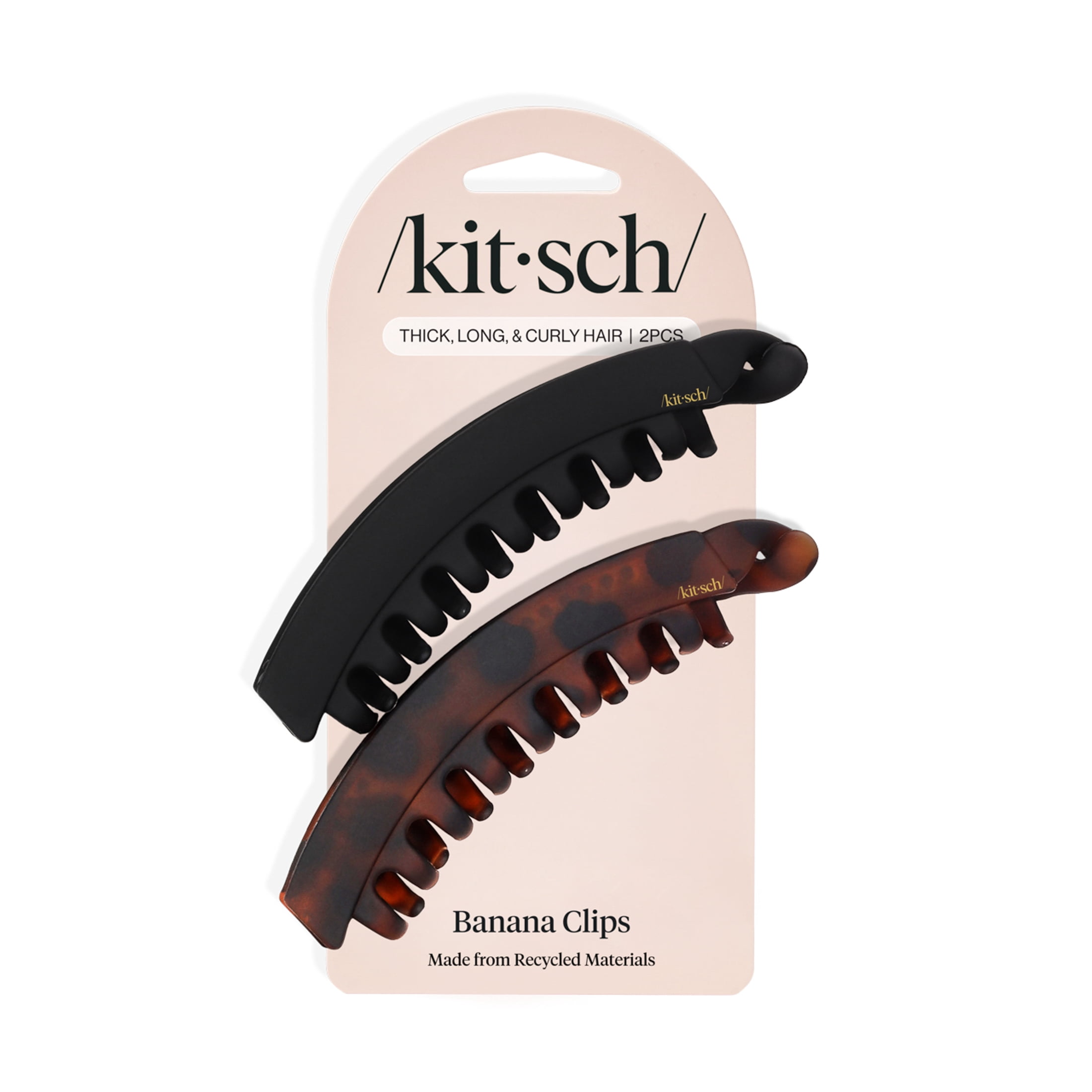 Kitsch Banana Clip - Secure & Sturdy Grip Banana Clips for Women | No Crease, Durable Hair Accessories for Women | Great for Stylish Ponytails & Updo - Black & Brown, 2 Pcs