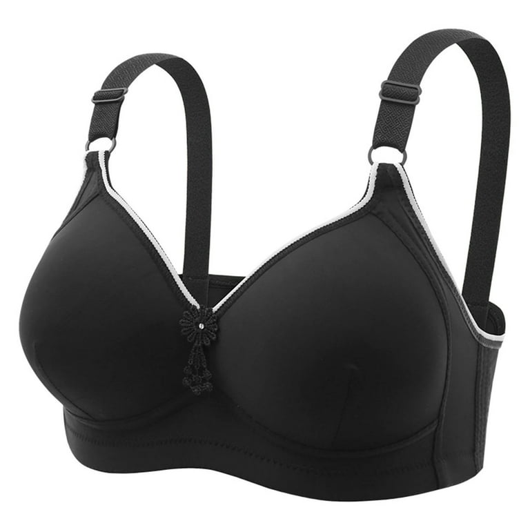 QLEICOM Everyday Bras for Women, Women's Comfort Lift Wirefree Bra  Embroidered Glossy Comfortable Breathable Bra Underwear No Rims Bras No  Underwire Black Cup 44/100BC 
