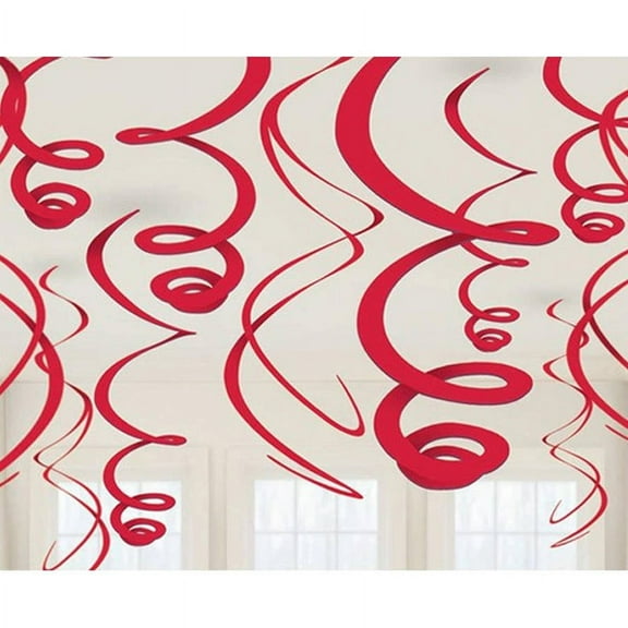 Red Plastic Swirl Decorations, 12pk