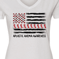 thumbnail image 4 of Inktastic Aplastic Anemia Awareness Red and White Ribbons and Flag Women's V-Neck T-Shirt, 4 of 5
