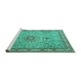 thumbnail image 2 of Ahgly Company Machine Washable Indoor Square Medallion Turquoise Blue Traditional Area Rugs, 4' Square, 2 of 4