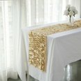 thumbnail image 4 of Balsa Circle 12x108 in Champagne 3D Leaves Petal Design Taffeta Table Runner Party Events Home Decorations Supplies, 4 of 8