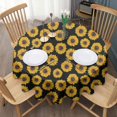 thumbnail image 3 of Black Sunflower Round Tablecloth 60" X 60",Wrinkle Wipeable Table Cloth for Kitchen Dining Room Picnic Patio Party, 3 of 6