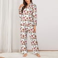 thumbnail image 2 of KLL Rose Flowers Print Women's Long Sleeve Pajamas with Pants Sleepwear Loungewear 2 Set-X-Large, 2 of 7