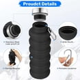 thumbnail image 2 of 2 Pcs Collapsible Water Bottles 16.67oz Silicone Travel Foldable Portable Water Bottle with Buckle Silicone Lightweight Reusable Leakproof for Camping Hiking Cycling Sport (blue purple), 2 of 7