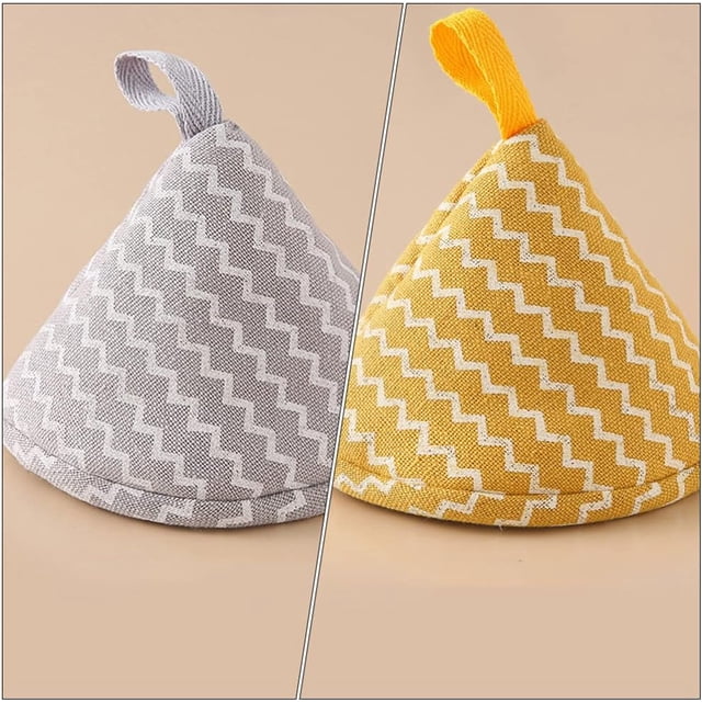 2 piezas de cubierta de agarre para olla de cocina, soporte para manija de olla anti-caliente, mango de olla con aislamiento térmico de algodón con forro japonés, cubiertas triangulares para sart