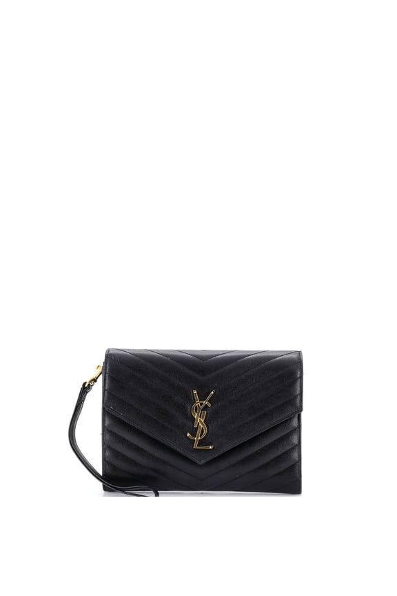 Pre-Owned Classic Monogram Envelope Wristlet Clutch Matelasse Chevron Leather By Rebag