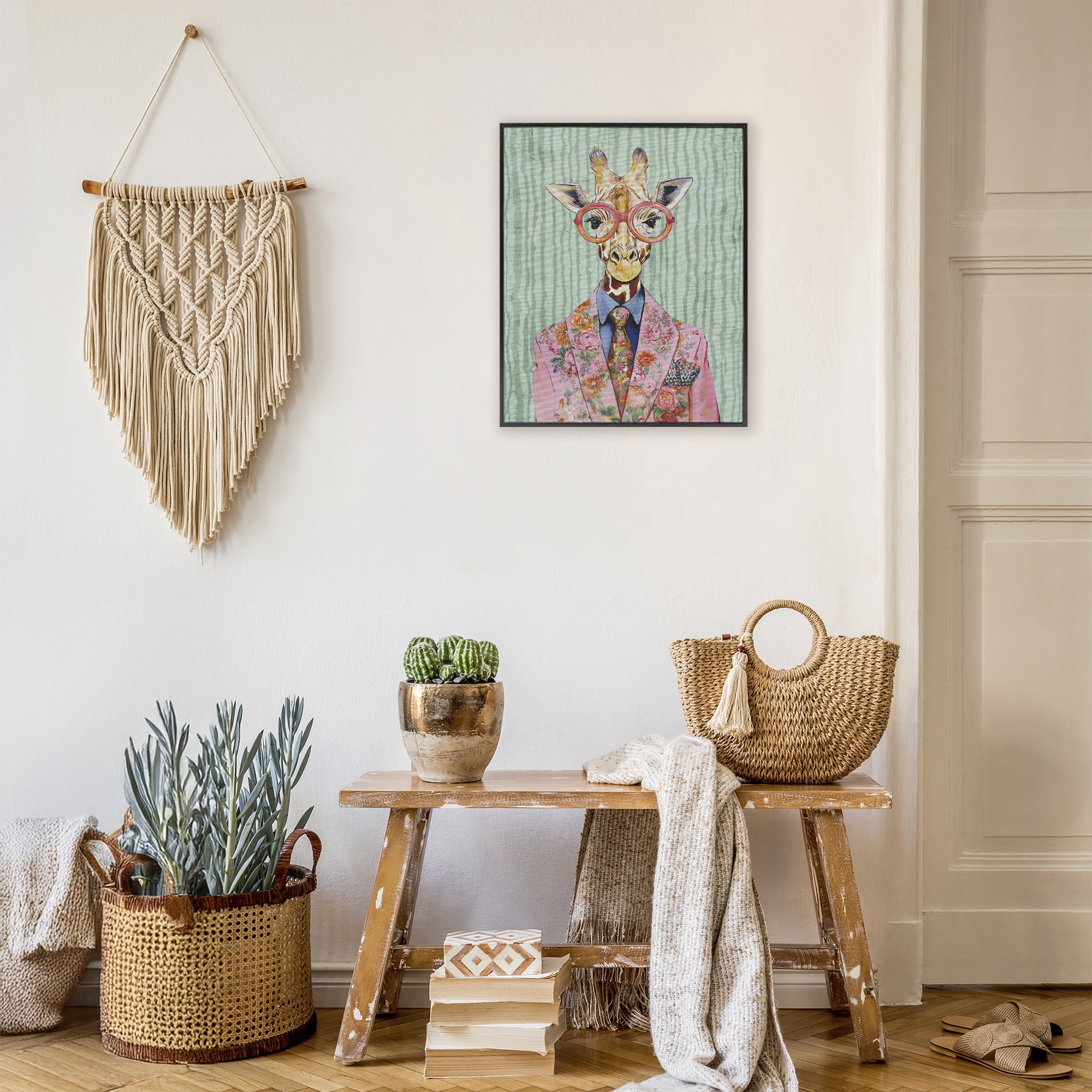 Stupell Industries Tall Stylish Giraffe Black Framed Giclee Art, design by Svetlana Aleynikova