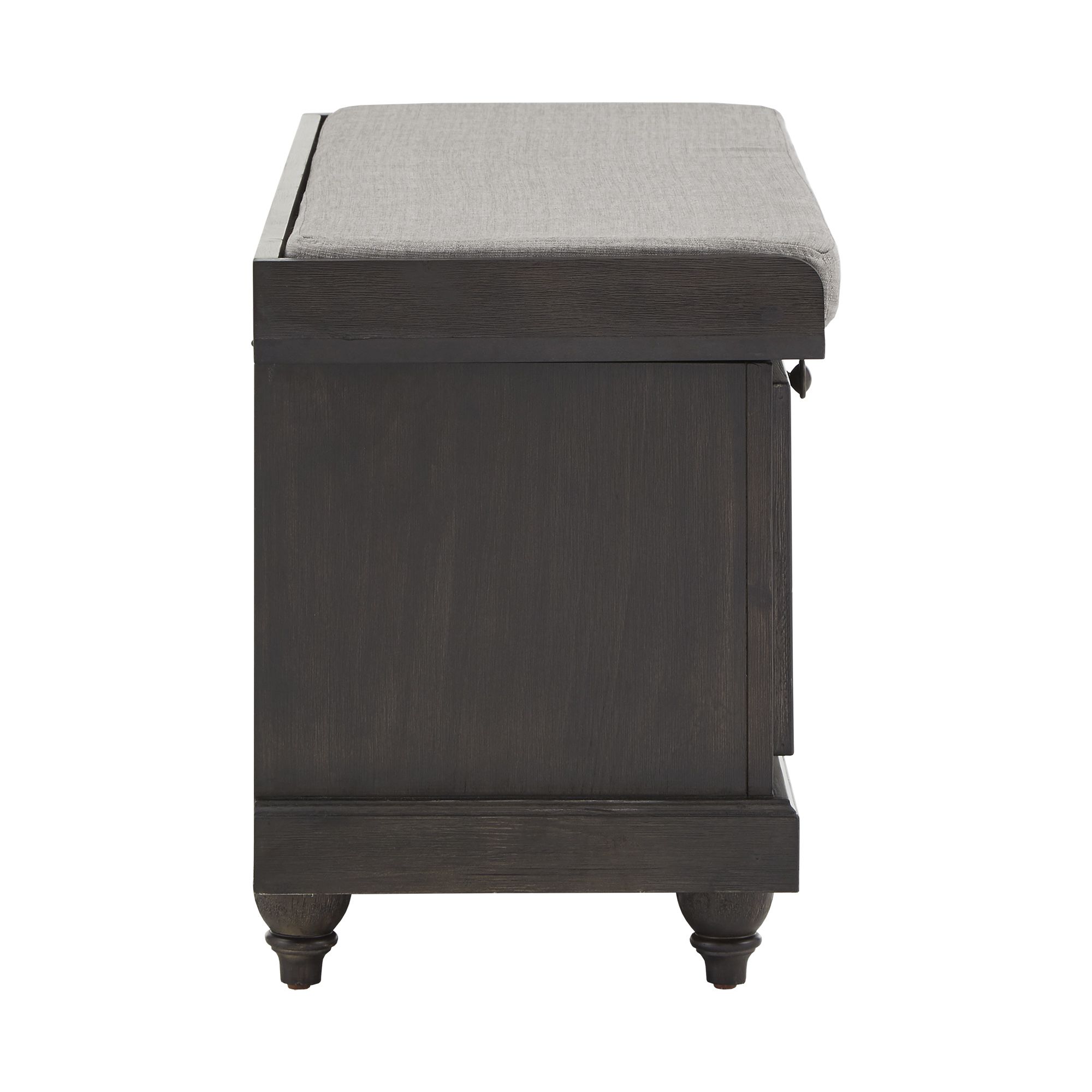 Weston Home Marin Storage Bench with Linen Seat Cushion, Antique Black Finish