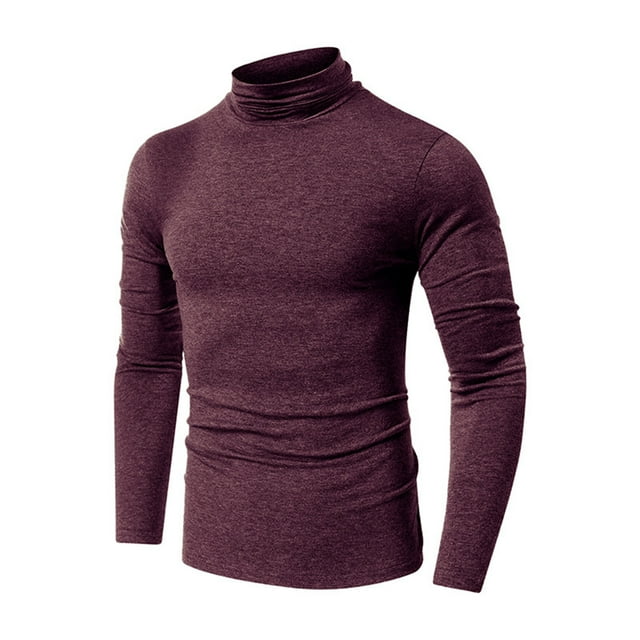 Fall/winter Turtleneck Neck Mens Solid Color Long Sleeves Bottoming Shirt
