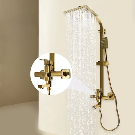 Shower Faucet System Set Rainfall Shower Head with Handheld Spray Mixer Tap