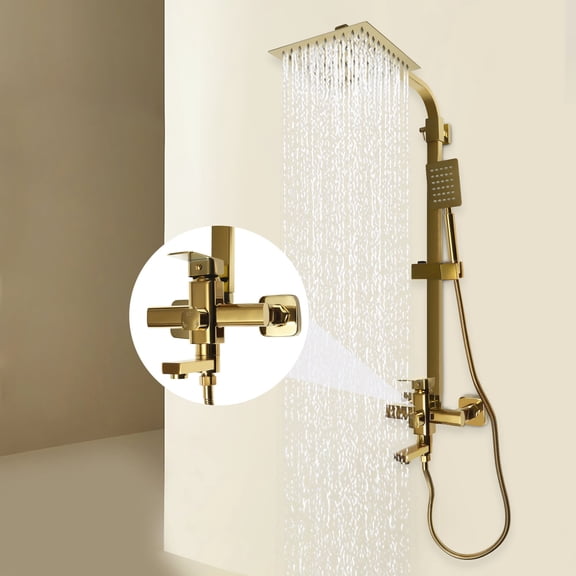 Shower Faucet System Set Rainfall Shower Head with Handheld Spray Mixer Tap