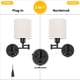thumbnail image 5 of Luz De Pared Con Brazo Oscilante, Luces De Pared Modernas Con Pantalla De Lino, Instalación Enchufable O Montada, Enchufe E27 Para Dormitorio, Sala De Estar, Oficina 2 Piezas Noticed HA024947-01, 5 of 6