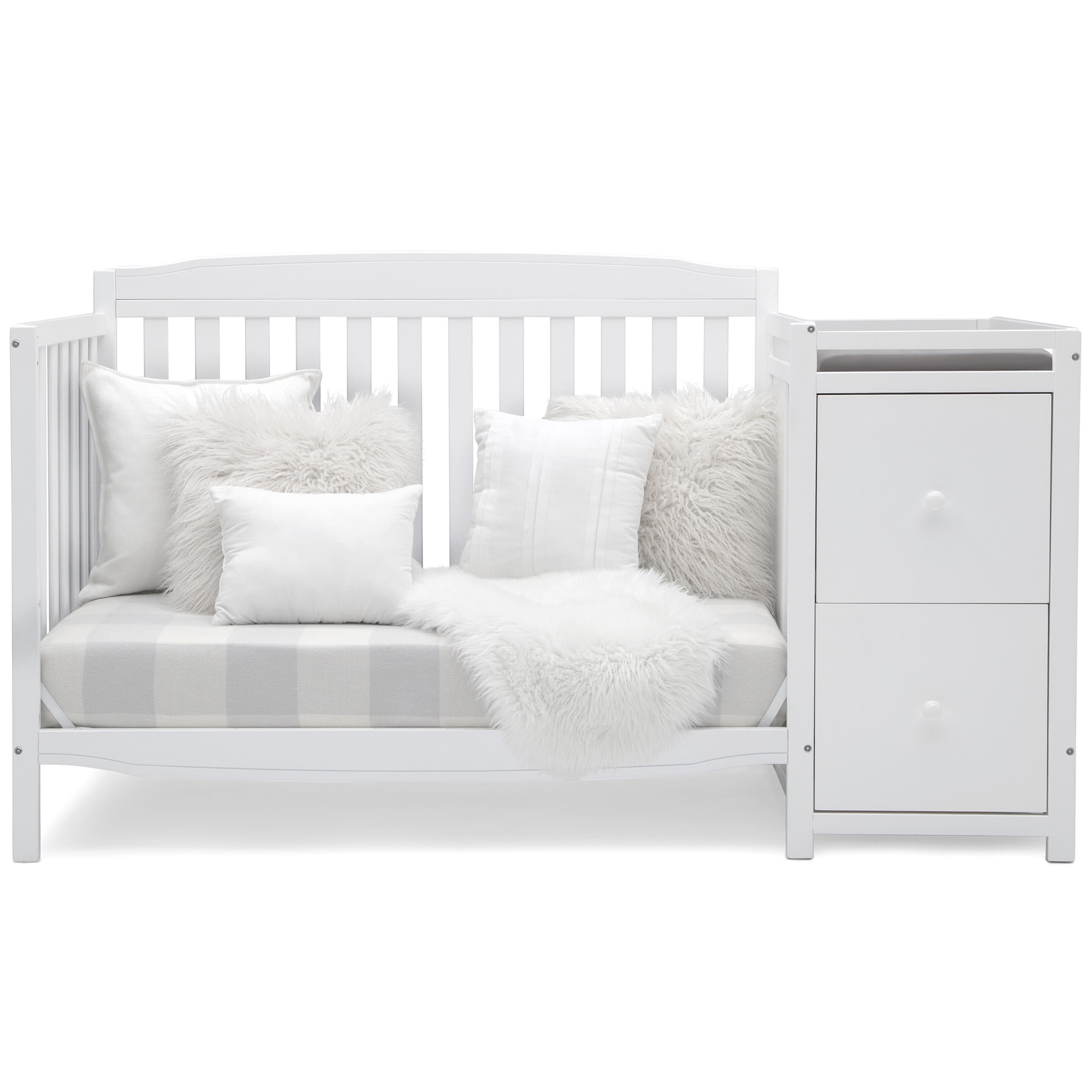 Delta Children Mason 6-in-1 Convertible Crib and Changer, Greenguard Gold Certified, Bianca White
