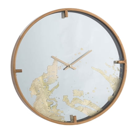 JERFIT Modern Gold Wall Clock with Mirror Finish, Minimalist Decorative Clock for Living Room, Bedroom, Office