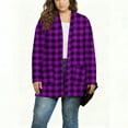 thumbnail image 4 of Dasayo Purple Coat Women Long Plaid Open Front Pocket Casual Fall Cardigan Women's Jackets XXXXXL, 4 of 5