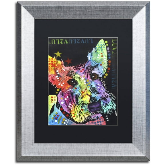 Trademark Fine Art "Scottish Terrier" Canvas Art by Dean Russo, Black Matte, Silver Frame