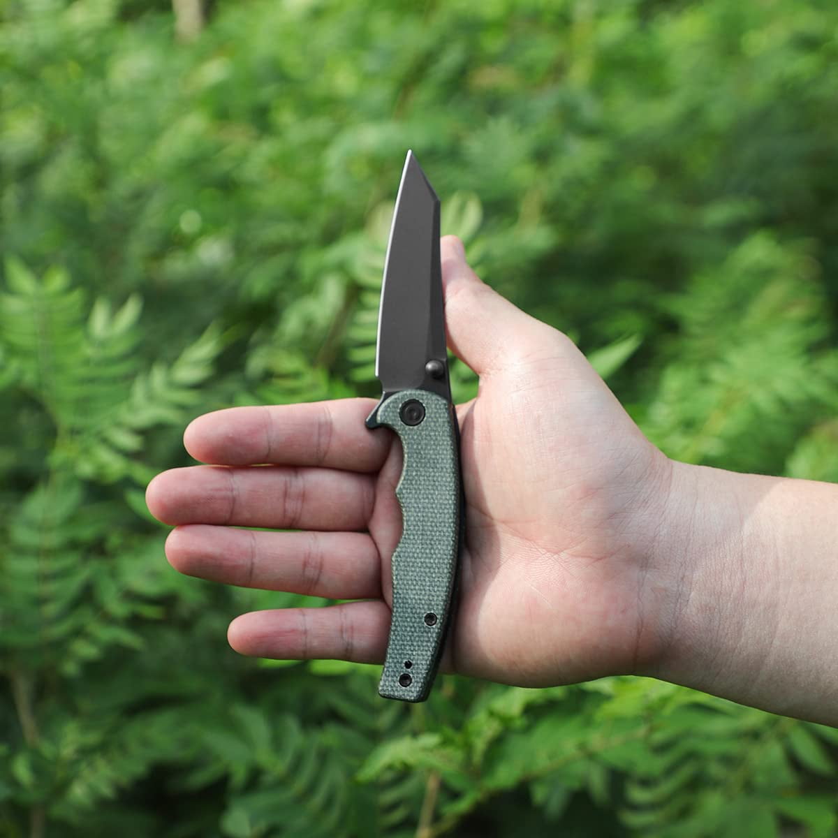 CIVIVI P87 Folder Kaila Cumings 2.9-in Nitro-V Blade Reverse Tanto, Micarta Handle with A Thumb Stud Liner Lock Folding Pocket Knife for Everyday Carry (Green)