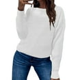 thumbnail image 1 of Innerwin Sweater Solid Color Ladies Jumper Tops Loungewear Plain Basic Pullover White XL, 1 of 2