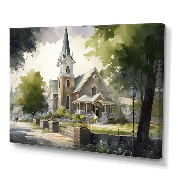 Designart Church In Country Town V Canvas Wall Art
