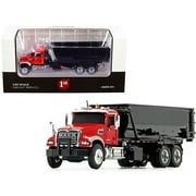 Mack Granite with Tub-Style Roll-Off Container Dump Truck Red and Black 1/87 Diecast Model by First Gear