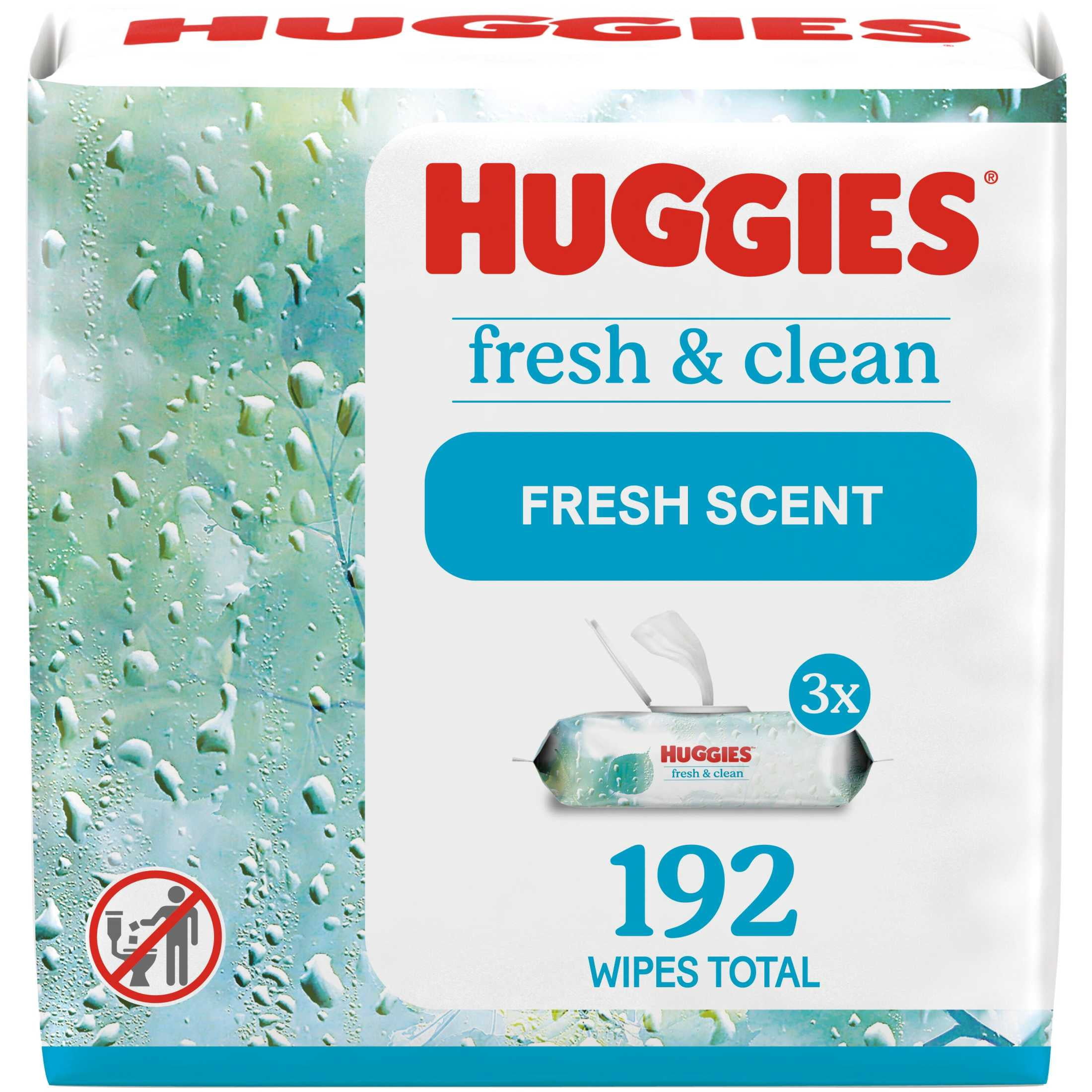Huggies Simply Clean Fresh Scent Wipes, 3 Flip-Top Packs, 192 Total Ct
