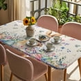thumbnail image 3 of Bunny Easter Table Cloths for 5 Foot Rectangle Tables, Spring Floral Eggs Rabbits Rustic Patio Waterproof Elastic Fitted Tablecloths, Washable Rectangular Table Cover for Camping, 3 of 8