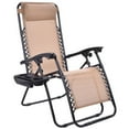 thumbnail image 3 of Barara King Folding Reclining Lounge Chair, Reclining Patio Chairs, Outdoor Folding Zero Gravity Reclining Lounge Chair with Utility Tray-Beige, 3 of 8