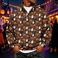 thumbnail image 2 of IYYVV Halloween Quarter Zip Up Sweaters for Men Lightweight Mock Neck Pullover Casual Pumpkin Printed Sweaters Earthy Yellow 2XL, 2 of 6
