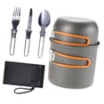 thumbnail image 2 of Almencla Camping Cookware Mess Kit with Cutlery Lightweight for Hiking Folding Handle Orange Handle, 2 of 8