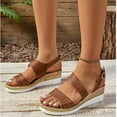 thumbnail image 2 of Agkizg Summer Women Sandals Thick Soles Slide Sandals Casual Slippers Open Toe Beach Sandals Comfortable Shoes Brown, Size 9, 2 of 5