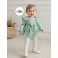 thumbnail image 6 of Spewahor Infant Baby Girl Fall Romper Dress 0 3 6 9 12 18 Months Crew Neck Long Sleeve Floral Print Lace Tutu Dresses Bodysuit with Headband, 6 of 9