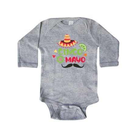 

Inktastic Cinco De Mayo with Sombrero Lime and Mustache Gift Baby Boy Long Sleeve Bodysuit