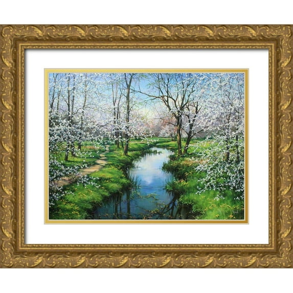 Cernov, Ivan 32x25 Gold Ornate Wood Framed with Double Matting Museum Art Print Titled - Here is Spring