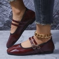 thumbnail image 2 of YOUYEDIAN Mary Jane Shoes Women Square Toe Versatile Low Heel Fashion Slip On Double Strap Flats Comfy Casual Outdoor Dress Shoes, 2 of 5