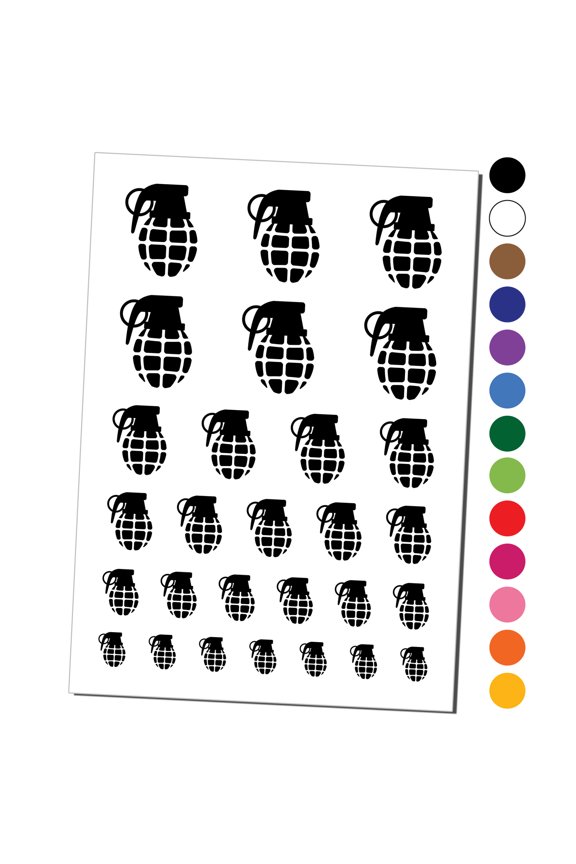 Cartoon Hand Grenade Water Resistant Temporary Tattoo Set Fake Body Art Collection - Light Blue