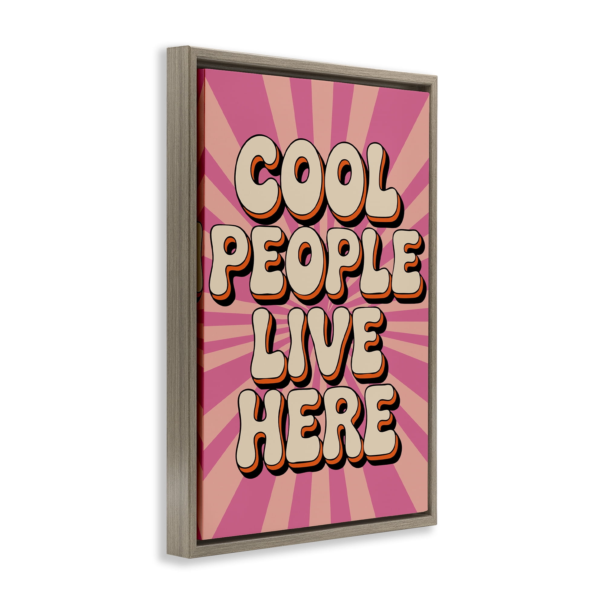 Stupell Industries Groovy Cool People Live Here Brown Framed Floater Canvas Wall Art, design by Andreas Magnusson