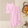 thumbnail image 5 of Miluxas Girls Linen Outfit 2 Piece Sleeveless Cami Top and Wide Leg Pants Set Kids Solid Casual Summer Beach Vacation Clothes Pink 130, 5 of 7