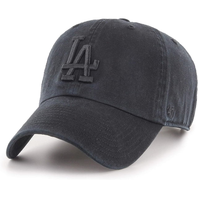 47 Brand MLB Gorra de béisbol ajustable con logotipo primario negro y negro, gorra para adulto, talla única - Los Angeles Dodgers