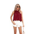 thumbnail image 3 of Camiseta Sin Mangas con Cuello con Volantes para Mujer, Color Rojo Vino, Talla XL, 3 of 10