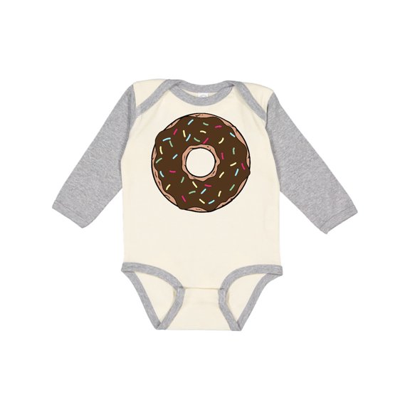 Inktastic Brown Donut, Donut With Colorful Sprinkles, Frosting Boys or Girls Long Sleeve Baby Bodysuit