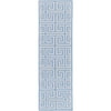 2.5 x 8 Magical Mazes Baby Blue and Ivory White Outdoor Safe Area Throw Rug Runner