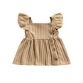 thumbnail image 1 of 2022 Robe Princesse Décontractée pour Bébé Fille Couleur Unie Col Carré Manches Volantées une-Pièce Rose/ Beige/ Kaki, 1 of 7