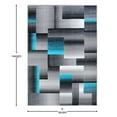 thumbnail image 5 of Emma + Oliver 5x7 Modern Cubist Olefin Accent Runner Rug in Gradient Shades of Black, Gray and Turquoise with Natural Jute Backing, 5 of 7