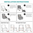 thumbnail image 5 of TOPCHANCES 2-Piece Wingback Chair Cover, Stretch Armchair Slipcover Wing Chair Sofa Covers, Gray Feather, 5 of 7