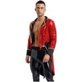 thumbnail image 4 of inhzoy Men's Shiny Sequins Circus Ringmaster Jacket Lion Tamer Long Coat Festival Fancy Dress Up Red XXL, 4 of 8