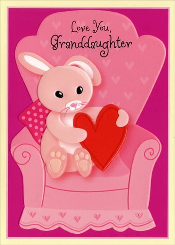 Freedom Greetings Bunny on Chair: Granddaughter Valentine's Day Card