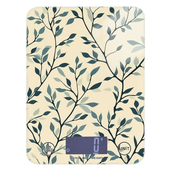 Leaves Full Food Scale Digital Kitchen Scale Waterproof Tempered Glass Tare Function 11 lb for Baking Cooking Meal Prep