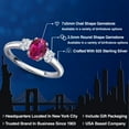 thumbnail image 2 of Gem Stone King 925 Sterling Silver Red Created Ruby and White Zirconia Engagement Ring for Women | 1.50 Cttw | Oval 7X5MM | Gemstone July Birthstone | Size 7, 2 of 6